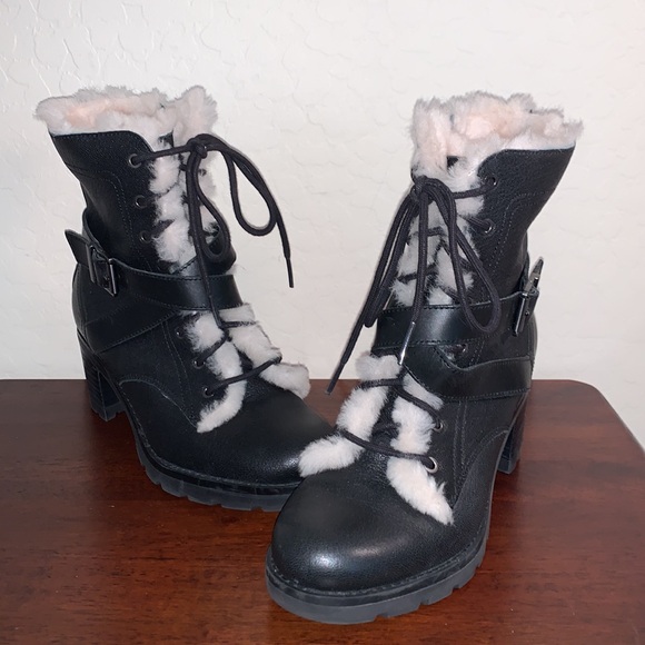 UGG BRAND NEW INGRID SIZE 5.5 BLACK LEATHER GORGEOUS BOOTS - Picture 2 of 11